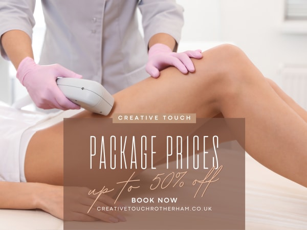 Save up to 50% off laser hair removal treatment in Rotherham with Creative Touch packages.