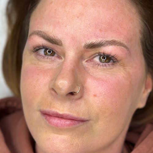Close up client profile after microblading
