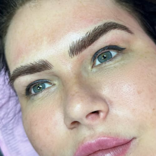 Another close up of client's fresh microblading treatment