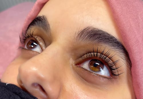 Close up of beautiful lashes nd brows