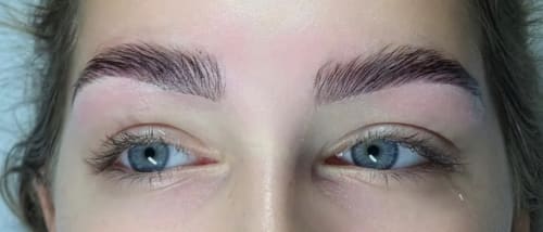 Close-up of eyebrows after brow lamination
