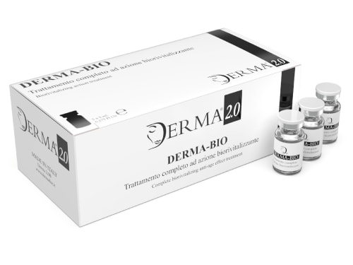 Derma-Bio packaging with 3 vials of serum next to the box